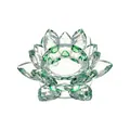 Elegante portacandela a fiore di loto in cristallo con petali verdi sfaccettati per casa - Verde