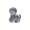 Statuina di serpente in cristallo blu argento ornamento in vetro zodiaco cinese - Baby Serpente Grasso / 61.5*95mm / Smoke