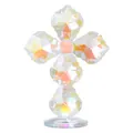 Elegant iridescent multifaceted crystal cross figurine for home decor and religious gifts. - 76 Maple Leaf Cross / 137*195mm / AB Color