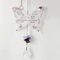 Attrape-soleil papillon décoratif en acrylique avec cristaux et citation inspirante - Meilleur Ami-Feuille Simple / Longueur Totale 38cm