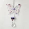 Attrape-soleil papillon en acrylique avec perles de cristal violet et prisme - Oma Allemand-Feuille Simple / Longueur Totale 38cm
