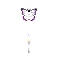 Attrape-soleil papillon violet pendentif en cristal avec texte commémoratif Oma - Perle Pointue Papillon-Oma / Longueur Totale 44cm