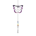 Attrape-soleil papillon violet élégant avec prisme en cristal et perles arc-en-ciel cadeau maman - Perle Pointue Papillon-Mama / Longueur Totale 44cm