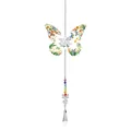 Attrape-soleil papillon à motifs floraux avec perles arc-en-ciel et prisme de cristal - Perle Pointue Papillon Vert-Amour / Longueur Totale 43cm