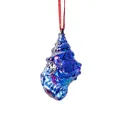 Handcrafted iridescent blue glass conch shell hanging ornament for garden sun catchers - Conch Hanging (Medium Blue)