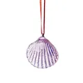 Iridescent purple glass seashell ornament pendant hanging on a vibrant red string - Shell Hanging (Pink) / 51*54.9mm