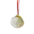 Beautiful iridescent glass shell ornament pendant with red hanging string for home decor - Shell Hanging (Golden)