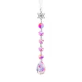 Iridescent crystal suncatcher hanging ornament with snowflake charm and octagonal beads - Snowflake Ribbon-Dragon Eye