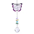 Dekorativer lila Schmetterling Sonnenfänger mit Regenbogenkristallen und Glaskugel - Stil A-Mama / Ca. 450mm