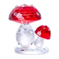 Figurine de champignon en cristal rouge avec strass brillants sur base claire - Double Champignon / 63x70mm (155g) / Rouge