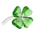 Elegante figura de trébol de cuatro hojas de cristal verde brillante para decoración del hogar - Estilo Vertical de Rama Alta / Trébol Grande 60x60x108mm