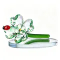 Exquisita figura de trébol de cuatro hojas de cristal verde con mariquita decorativa - Estilo de Decoración Mariquita / Mariquita Trébol 112x70x67mm