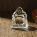 Elegante kristallen Maitreya Boeddha figuur voor zen bureaudecoratie en huisesthetiek - Maitreya Met Basis / Groot (70*48*82mm)