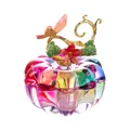 Dekorative bunte Glas-Schmuckschatulle in Kürbisform mit floralem Schmetterlingsdeckel - Kürbis Schmuckschatulle / bunt