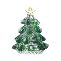 Handgefertigter Weihnachtsbaum aus grünem Glas mit goldenem Stern und Schneemustern. - Weihnachtsbaum / 50x50x68mm / Kristallgrün