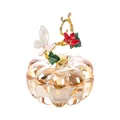 Eleganter Schmuckkasten aus Kürbisglas mit dekorativem Deckel aus Emaille-Schmetterling - Kürbis Schmuckschatulle / Champagner