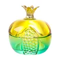 Barattolo in vetro sfumato a forma di frutto con coperchio metallico per nail art - Portagioie a Melograno / Sfumato Giallo-Verde