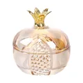 Elegante barattolo in vetro a forma di melograno con coperchio a corona dorata per gioielli - Portagioie a Melograno / Champagne