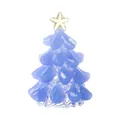 Elegante albero di Natale in vetro cristallo blu chiaro con stella dorata e polvere di porcellana - Albero di Natale / 50x50x68mm / Blu Porcellana