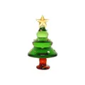 Miniatura di albero di Natale in vetro verde con stella dorata e base rossa. - Stile a Tre Strati / 35*63mm / Verde