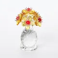 Dekoratives Kristall-Sonnenblumen-Ornament mit 6 gelben und roten Glasblumen - 6 Blumen Wassertropfen Stil / 57*57*99.5mm / Gelb