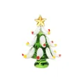 Squisita statuetta artigianale di albero di Natale in cristallo con decoro in polvere di ceramica - Albero di Natale / 61*28mm / Foglia Bianca