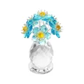 Eleganter blauer Kristall-Sonnenblumen-Schmuck mit 6 Blumen in einer Facettenvase - 6 Blumen Wassertropfen Stil / 57*57*99.5mm / Seeblau