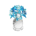 Exquisites Kristall-Sonnenblumen-Ornament mit 6 blauen Tropfenblüten in Facettenvase. - 6 Blumen Diamant Stil / 65*65*94mm / Seeblau