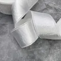 Elegante cinta de satén blanco de una cara con bordes prensados para envolver regalos DIY - 2.5cmx10 Yardas / Blanco