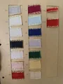 Korean gold fringe sheer ribbon samples in various colors on a display card - Wide 2.5cm x Long 50 Yards / Color Code 012