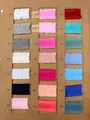 Colorful ruffled polyester ribbon swatch card with various vibrant fabric color samples - 1.5cmx50 Yards / Multi-Color / Note Color Code