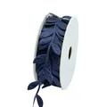 Navy blue leaf shaped embossed ribbon roll for floral gift wrapping and home decoration - 2.5CM X 50M / Navy Blue