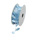 Light blue leaf-shaped embossed ribbon roll for floral arrangements and indoor decoration - 2.5CM X 50M / Blue