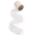 Elegant light champagne chiffon silk ribbon roll displayed on a vintage wooden spool - 6272#(4CM X 5 Yards) / Single Roll (No Wooden Axis) / Beige