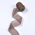 Elegant hand-torn pleated brown chiffon ribbon for wedding bouquets and invitations - 6476#(4CM X 5 Yards) / Single Roll (No Wooden Axis) / Coffee