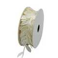Decorative cream leaf embossed ribbon roll for floral gift wrapping and DIY crafts - 2.5CM X 50M / Creamy Yellow