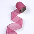 Magenta handmade frayed edge crinkle chiffon ribbon for wedding bouquet decorations - With Wooden Spool / Magenta (5514)