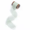 Sage green chiffon silk ribbon on wooden spool for DIY crafts and gift wrapping - Bean Green