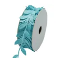 Premium light blue leaf-shaped embossed decorative ribbon roll for flower binding. - 2.5CM X 50M / Lake Blue