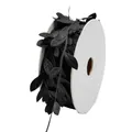 Elegant black leaf-shaped embossed ribbon trim on a white spool for indoor decoration - 2.5CM X 50M / Black