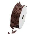Detailed brown leaf-shaped ultrasonic embossed ribbon roll for floral decoration and DIY crafts - 2.5CM X 50M / Brown