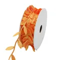 Decorative orange leaf-shaped ultrasonic embossed ribbon roll for floral gift wrapping - 2.5CM X 50M / Orange
