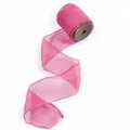 Vibrant hot pink chiffon ribbon roll with elegant wavy edges for DIY wedding crafts. - Rose Red