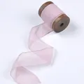 Premium light pink hand-torn pleated chiffon ribbon for elegant wedding bouquet decor - Without Wooden Spool / Light Pink (8616)