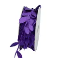 High-quality roll of purple leaf-shaped ultrasonic embossed satin ribbon for floral decoration - 2.5CM X 50M / Purple