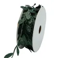 Decorative dark green leaf embossed ribbon roll for floral arrangement and gift wrapping - 2.5CM X 50M / Dark Green
