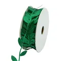 Durable green artificial leaf ribbon roll for floral decoration and home DIY crafts - 2.5CM X 50M / Green