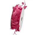 Decorative pink leaf embossed ribbon roll for DIY floral binding and home decor - 2.5CM X 50M / Rose Red