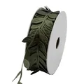 Olive green leaf-shaped embossed decorative ribbon on a roll for gift wrapping. - 2.5CM X 50M / Olive Green