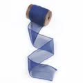 Dark blue chiffon ribbon roll with elegant raw edges for DIY craft and gift wrapping - Dark Blue